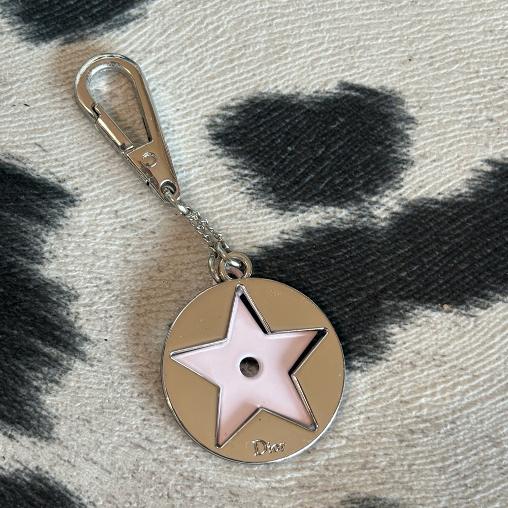 Dior Silver and Pink Star Keychain